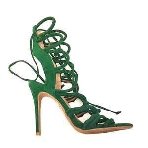 Go Jean Green lace-up heels